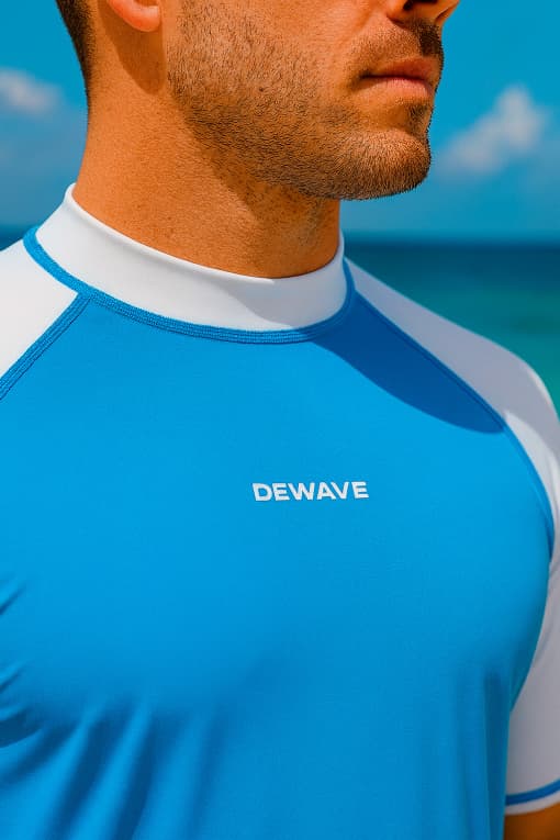 Футболка солнцезащитная с короткими рукавами мужская Бирюзовая Dewave 100