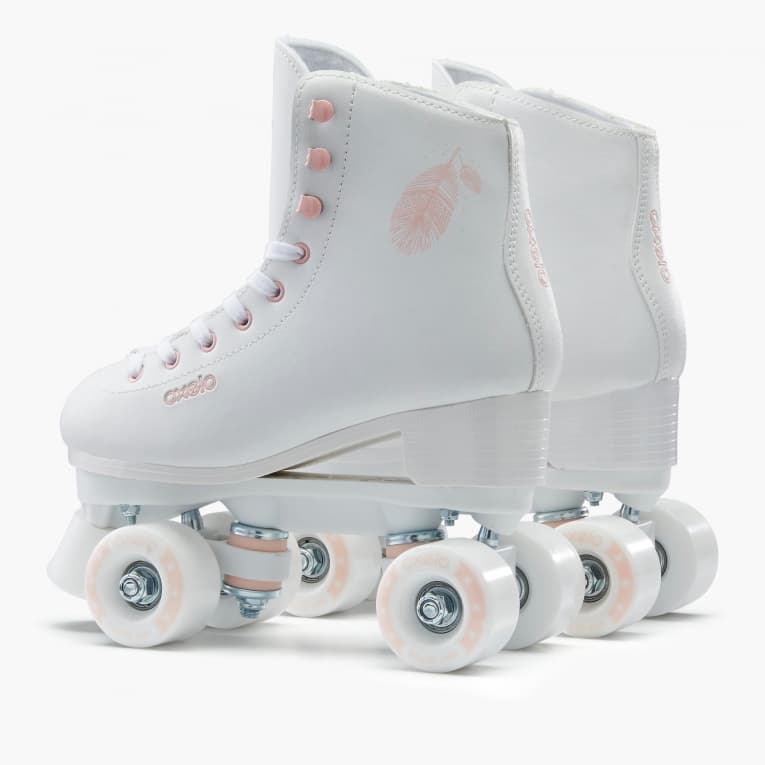 Роликовые коньки квады женские белые Oxelo Quad 100