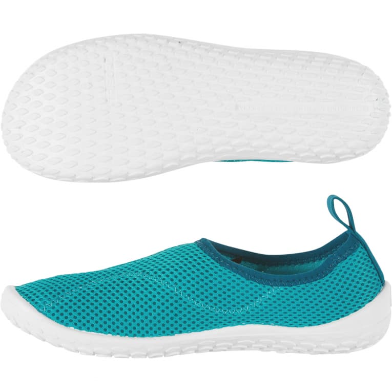 Тапочки для сноркелинга детские бирюзовые Subea Aquashoes 100