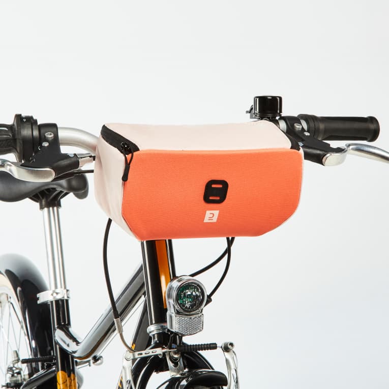 Сумка на руль детская кораллово-розовая Btwin 100