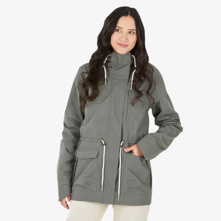 Куртка походная водонепроницаемая женская серая Quechua NH550