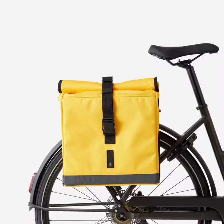 Сумка для багажника велосипеда двойная 20л желтая Btwin 500
