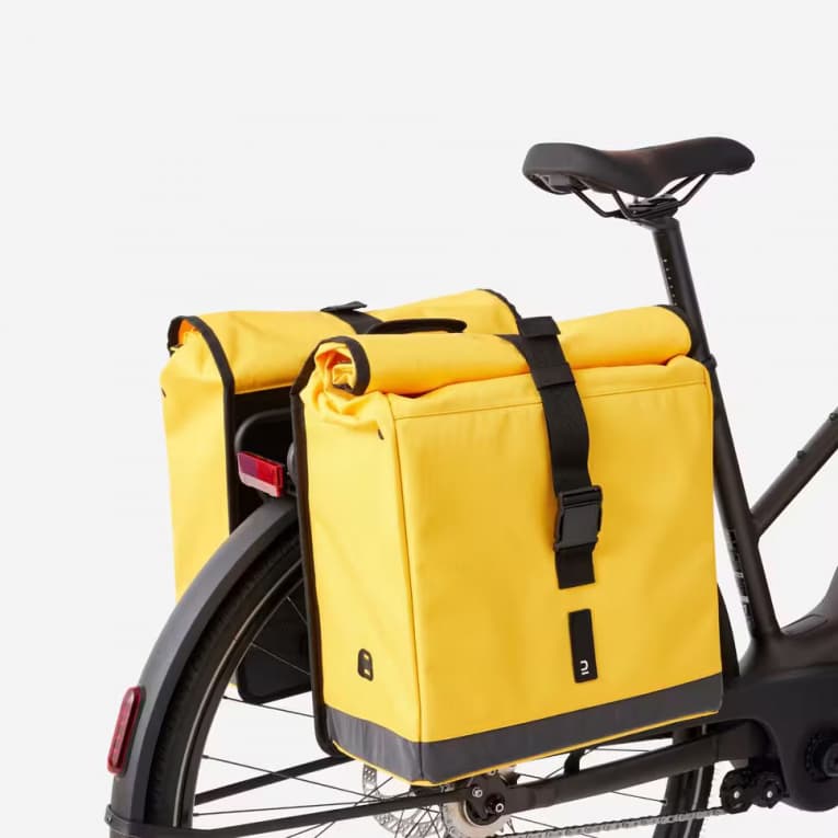Сумка для багажника велосипеда двойная 20л желтая Btwin 500
