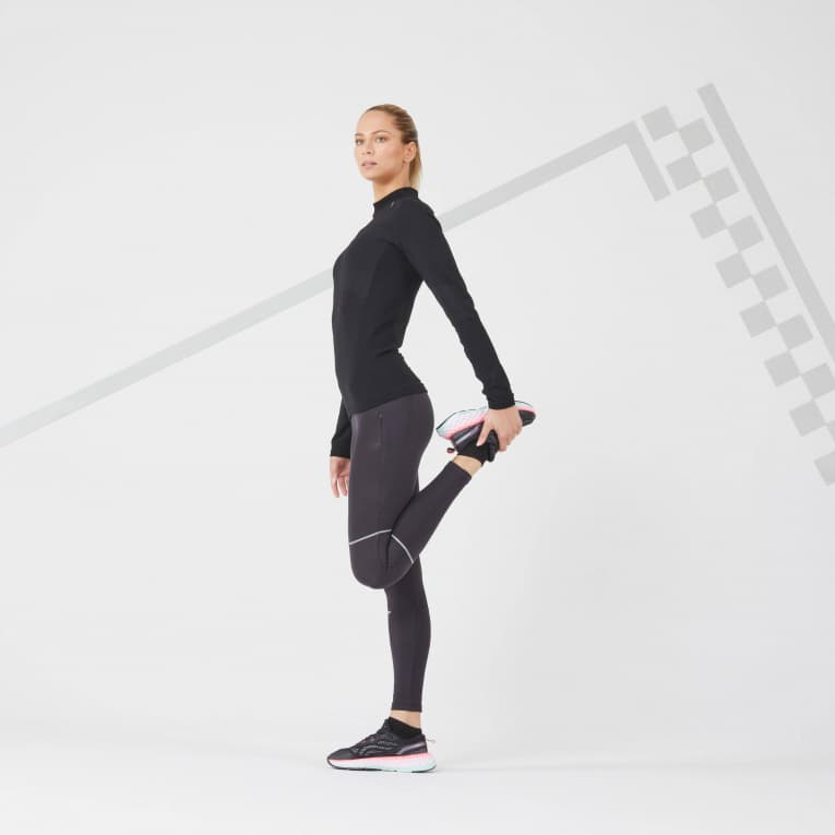 Лонгслив для бега бесшовный женская черный Kiprun 500 Skincare