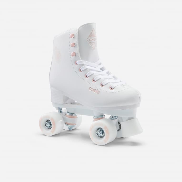 Роликовые коньки квады женские белые Oxelo Quad 100