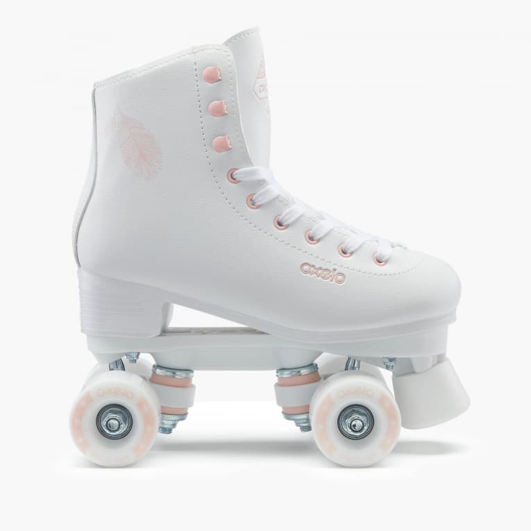 Роликовые коньки квады женские белые Oxelo Quad 100