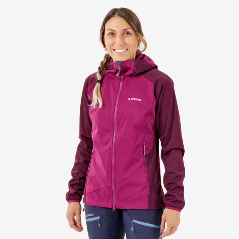 Куртка-softshell для альпинизма женская бордовая Simond 500 ALPI
