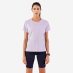 Футболка для бега женская розовая Kiprun 500 Run Dry