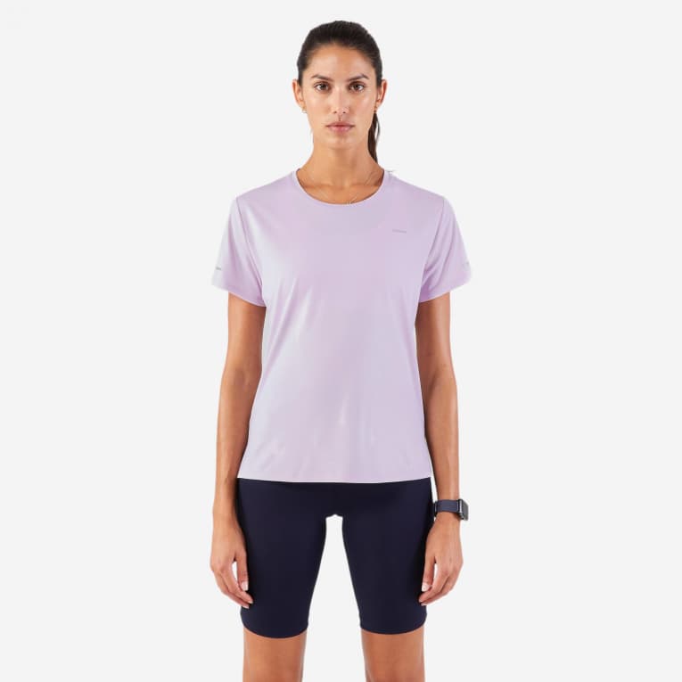 Футболка для бега женская розовая Kiprun 500 Run Dry