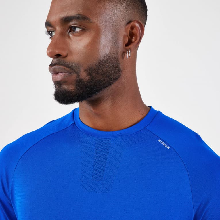 Футболка для бега бесшовная мужская синяя Kiprun Run 500 Comfort