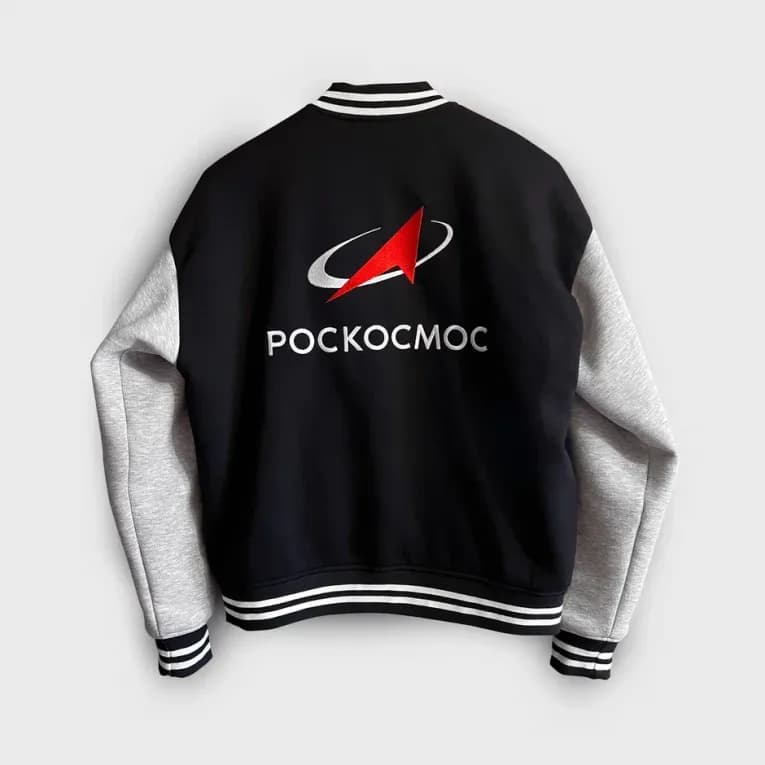 Бомбер из футера чёрный Роскосмос
