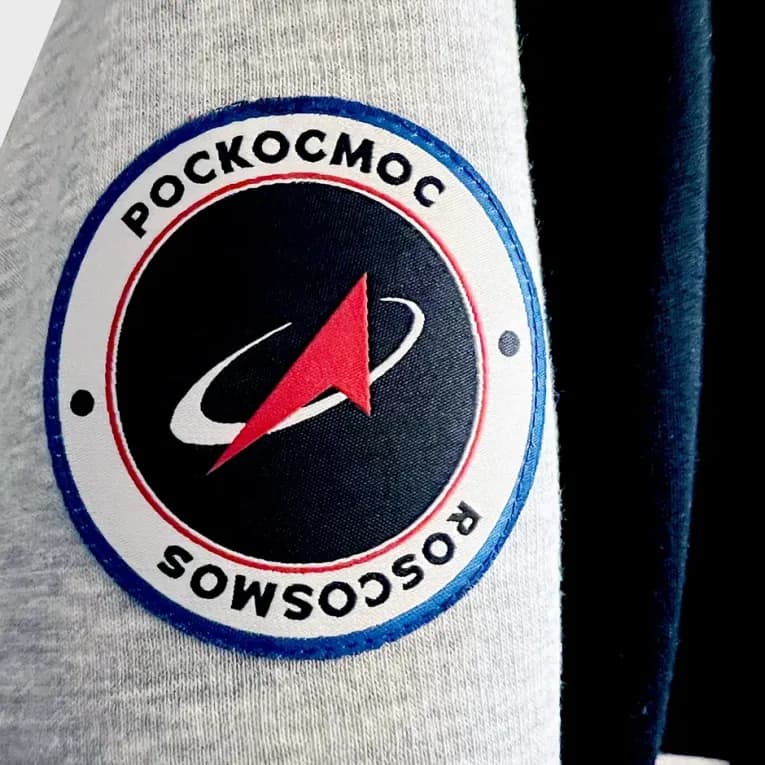 Бомбер из футера чёрный Роскосмос