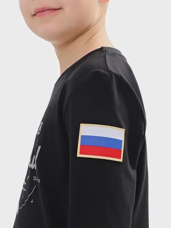 Лонгслив детский чёрный Роскосмос 108