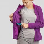 Толстовка для походов флисовая женская фиолетовая Quechua MH120