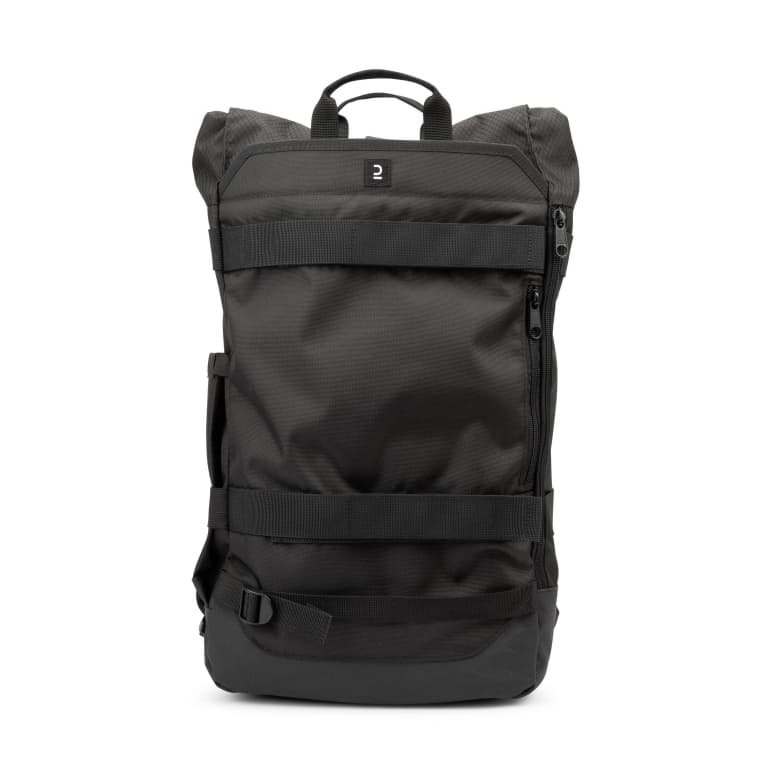 Рюкзак для скейтборда черный Oxelo Rolltop BP500