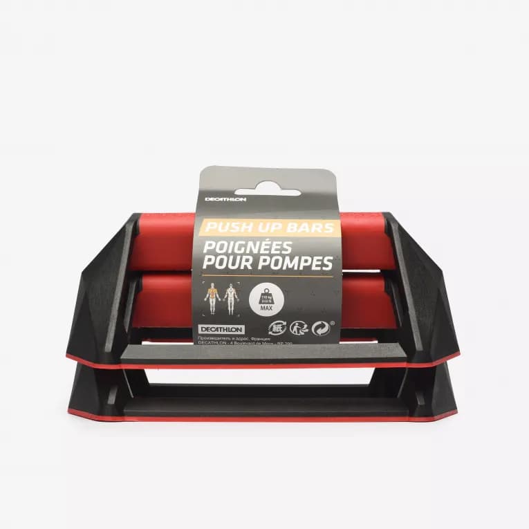 Упоры для отжимания черно-красные Domyos Push Up Bar 500