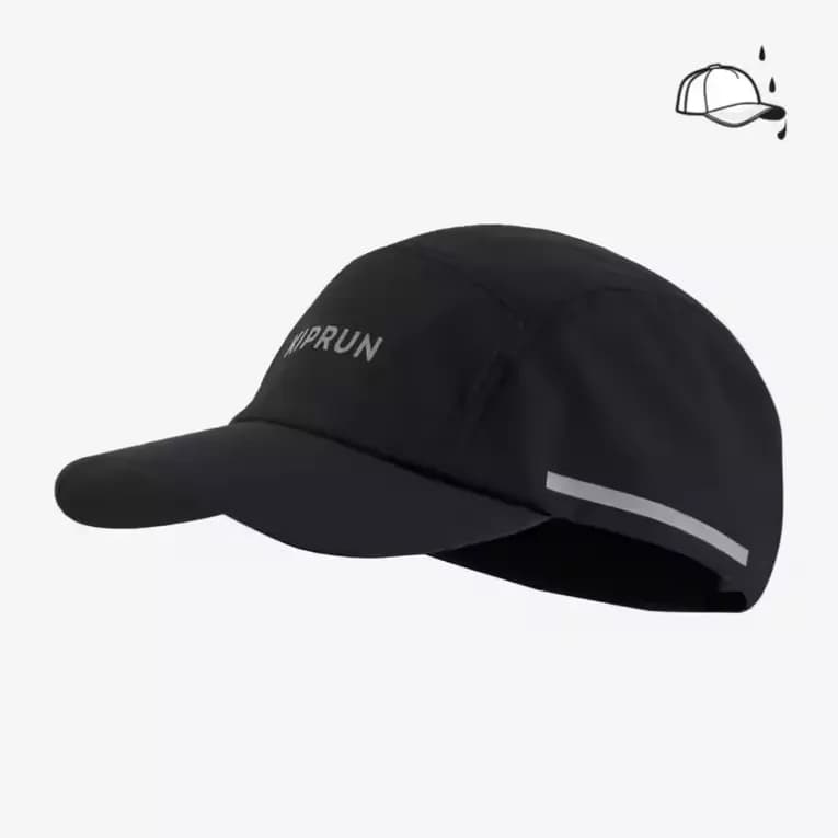 Кепка для бега водоотталкивающая черная Kiprun 5 Panels WR 500