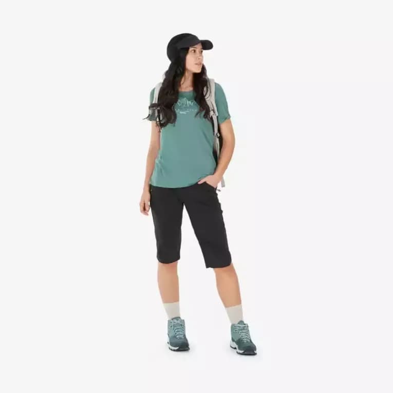 Футболка походная женская зелёная Quechua MH500