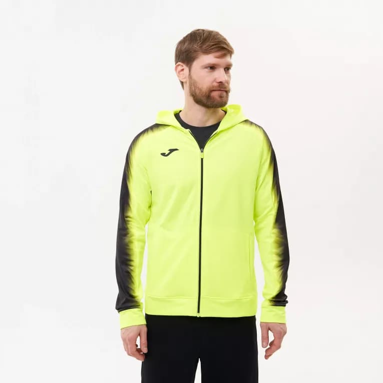 Лонгслив для бега на полной молнии мужской с капюшоном желтый Joma Elite XI