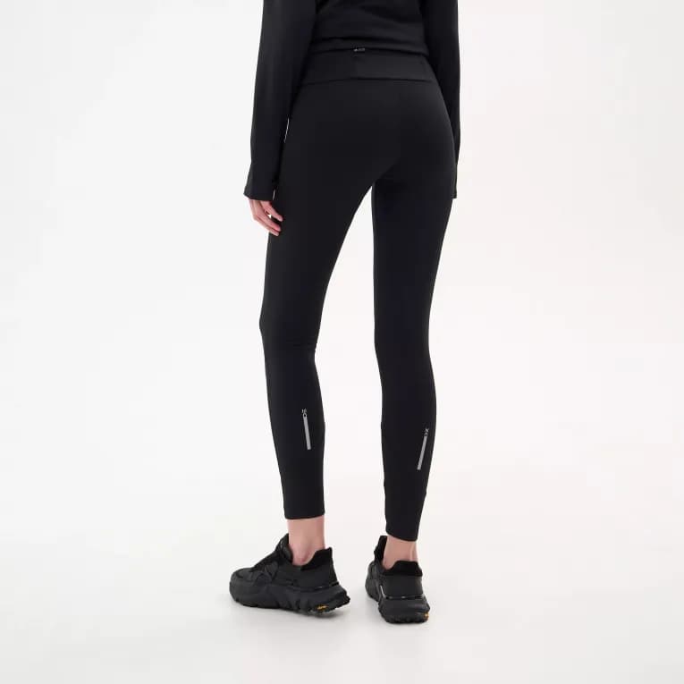 Тайтсы длинные для бега женские черные Defit Run Warm 100
