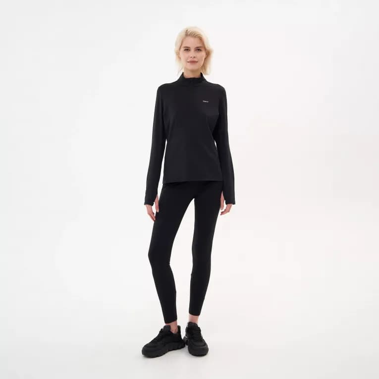 Тайтсы длинные для бега женские черные Defit Run Warm 100