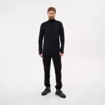 Лонгслив для бега с полумолнией мужской черный Defit Run Warm 100