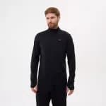 Лонгслив для бега с полумолнией мужской черный Defit Run Warm 100