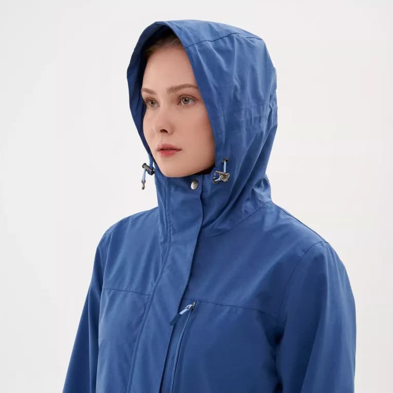 Куртка для походов водонепроницаемая женская синяя Deway NH500