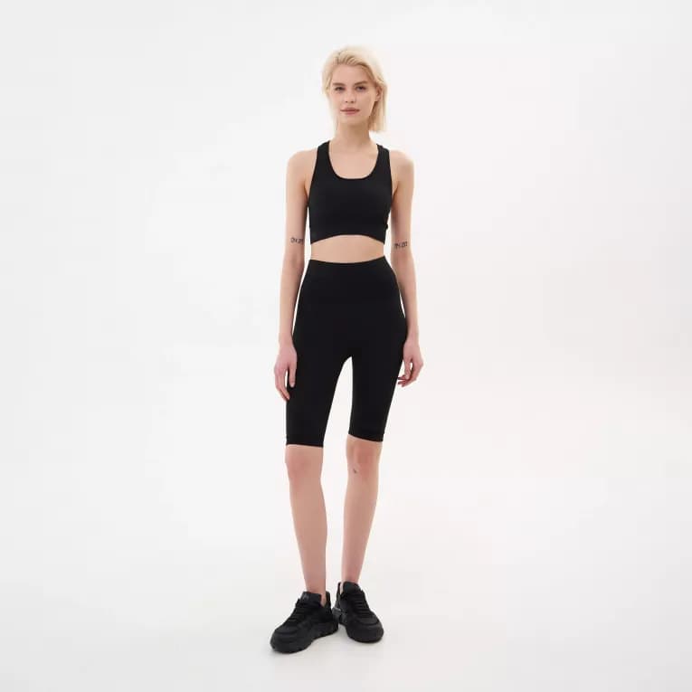 Шорты для йоги женские чёрные Defit 500
