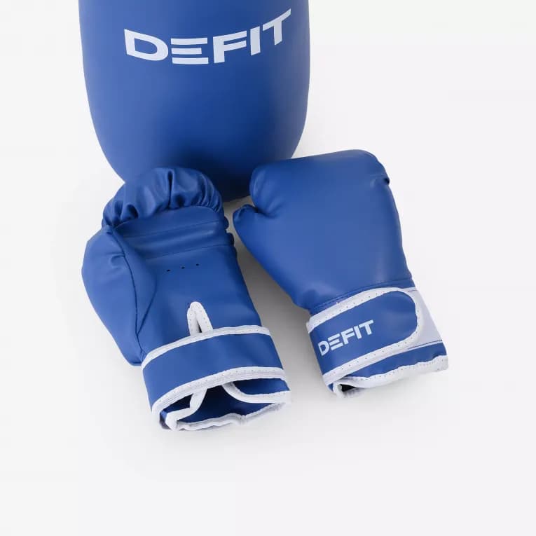 Набор для бокса детский боксёрский мешок + боксёрские перчатки синий Defit 100