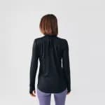 Футболка для бега с длинными рукавами женская черная Kalenji Dry Plus Zip