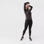 Футболка для бега с длинными рукавами женская черная Kalenji Dry Plus Zip