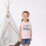 Футболка для походов детская розовая Quechua