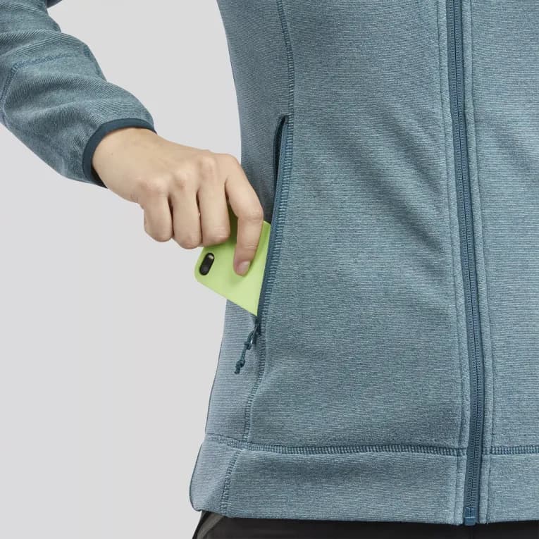 Толстовка для походов флисовая женская синяя Quechua MH120