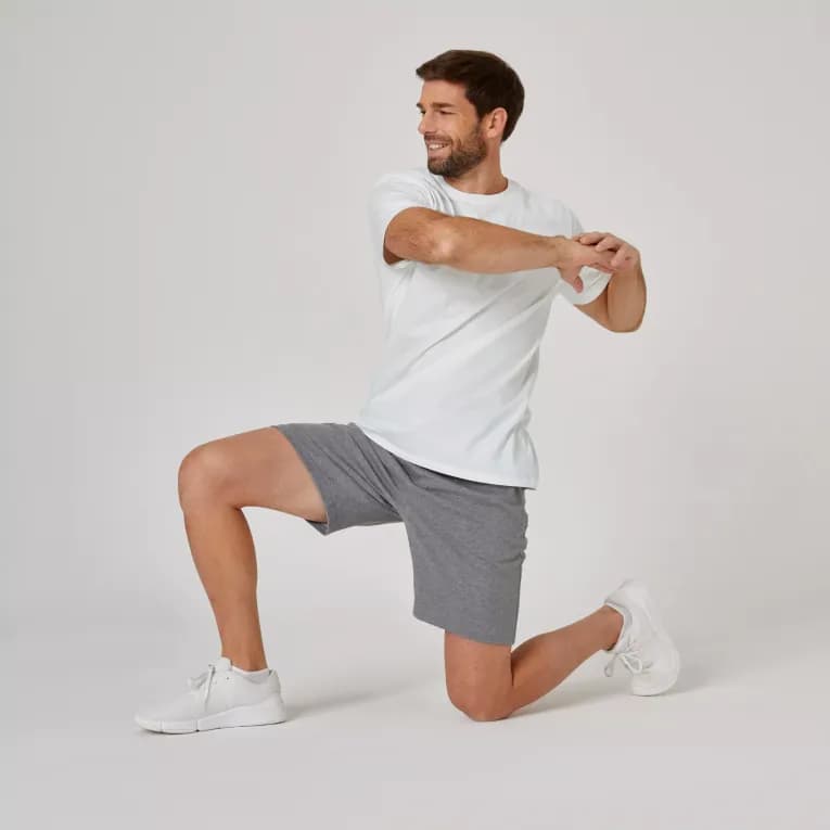 Футболка для фитнеса мужская из хлопка белая Nyamba Sportee 100