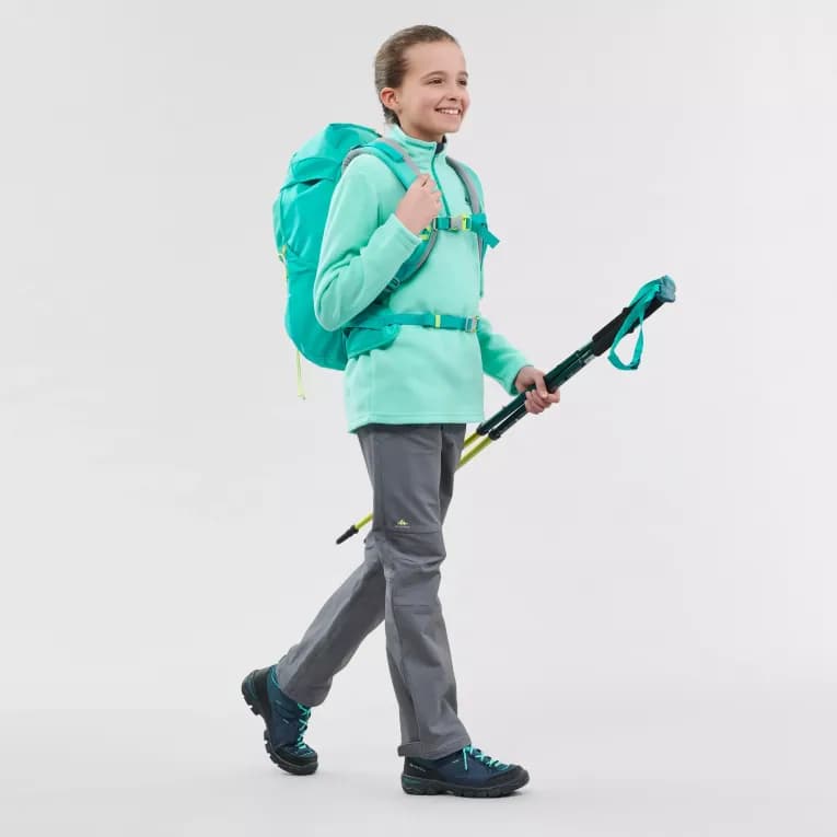 Флисовая кофта для походов детская бирюзовая Quechua 100