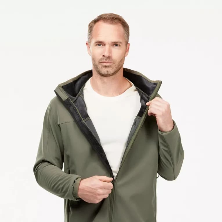 Куртка треккинговая мужская хаки Softshell Forclaz