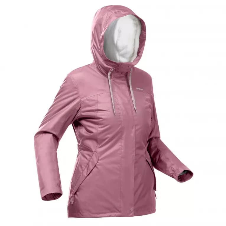 Зимняя куртка для походов женская розовая Quechua 100