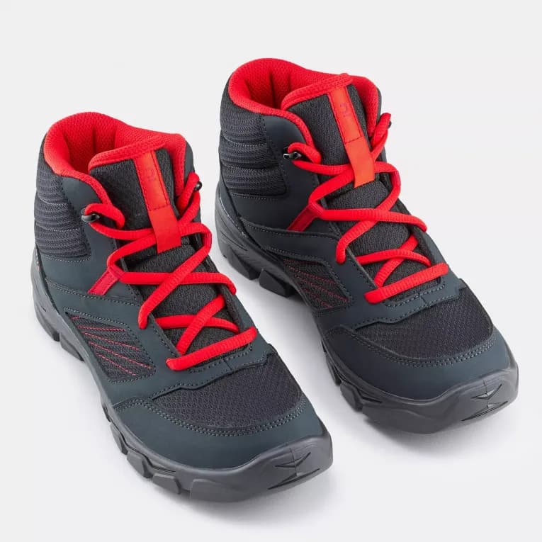 Кроссовки походные детские черно-красные MH100 MID Quechua