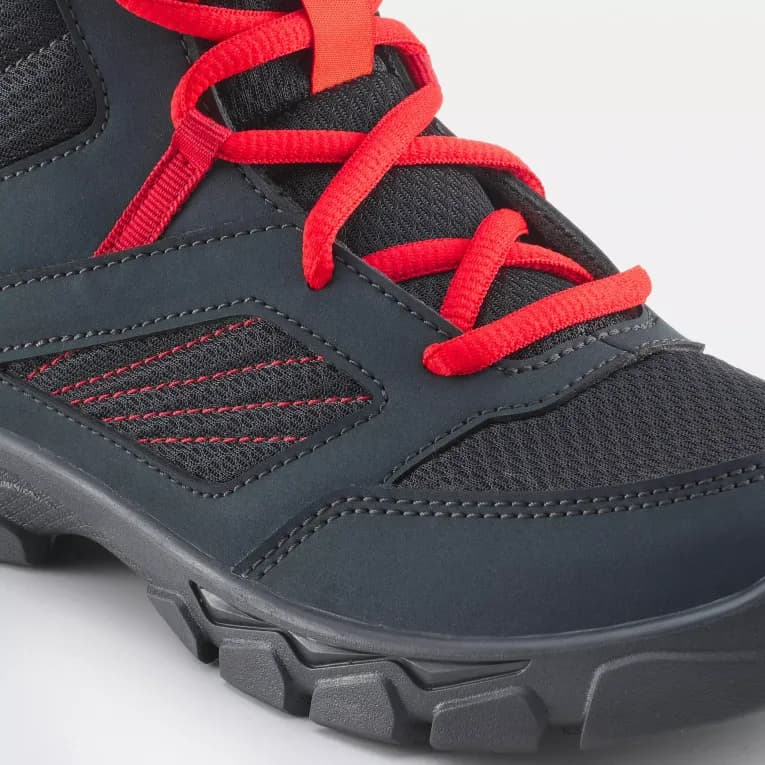Кроссовки походные детские черно-красные MH100 MID Quechua