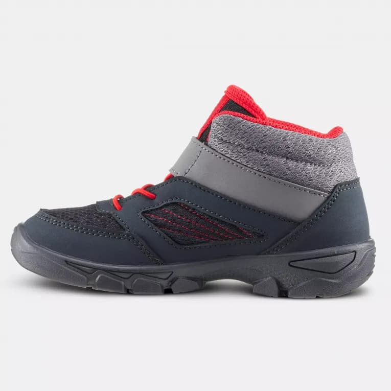 Кроссовки походные детские на липучках черно-красные MH100 MID Quechua