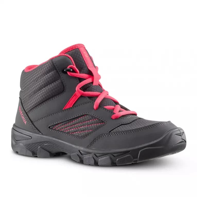 Кроссовки походные детские черно-розовые MH100 MID Quechua