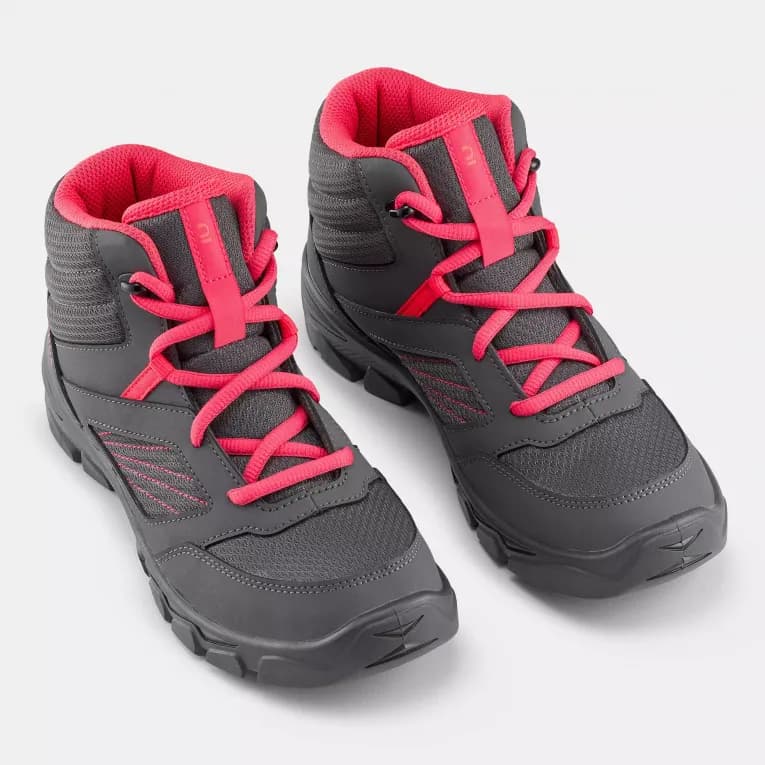 Кроссовки походные детские черно-розовые MH100 MID Quechua