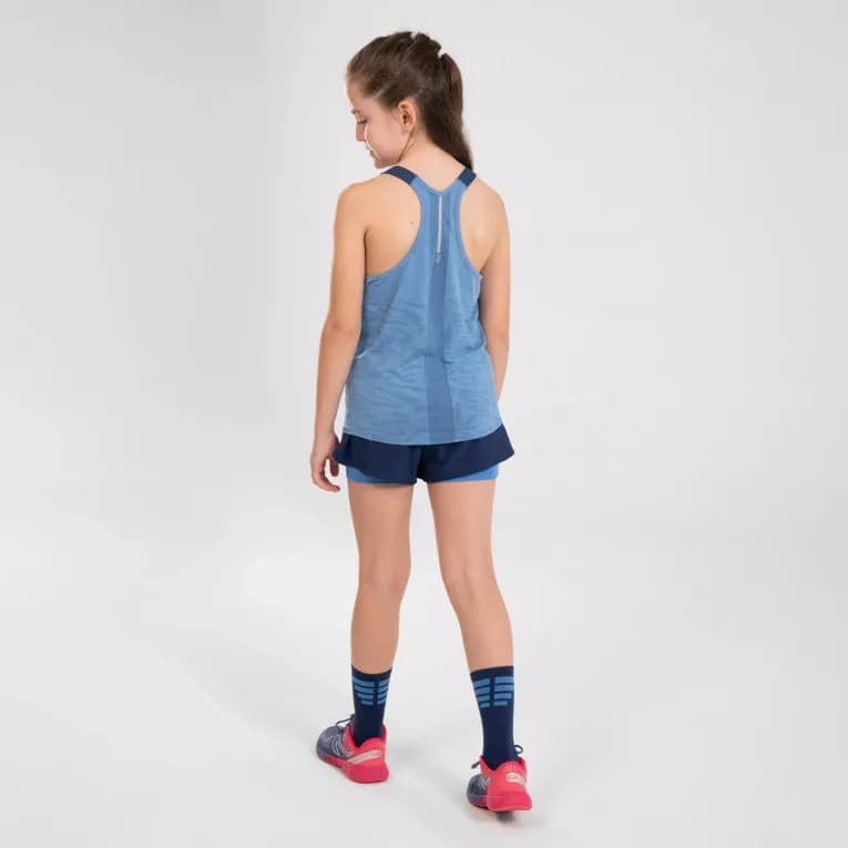 Шорты двойные 2в1 для девочек синие Kiprun DRY+