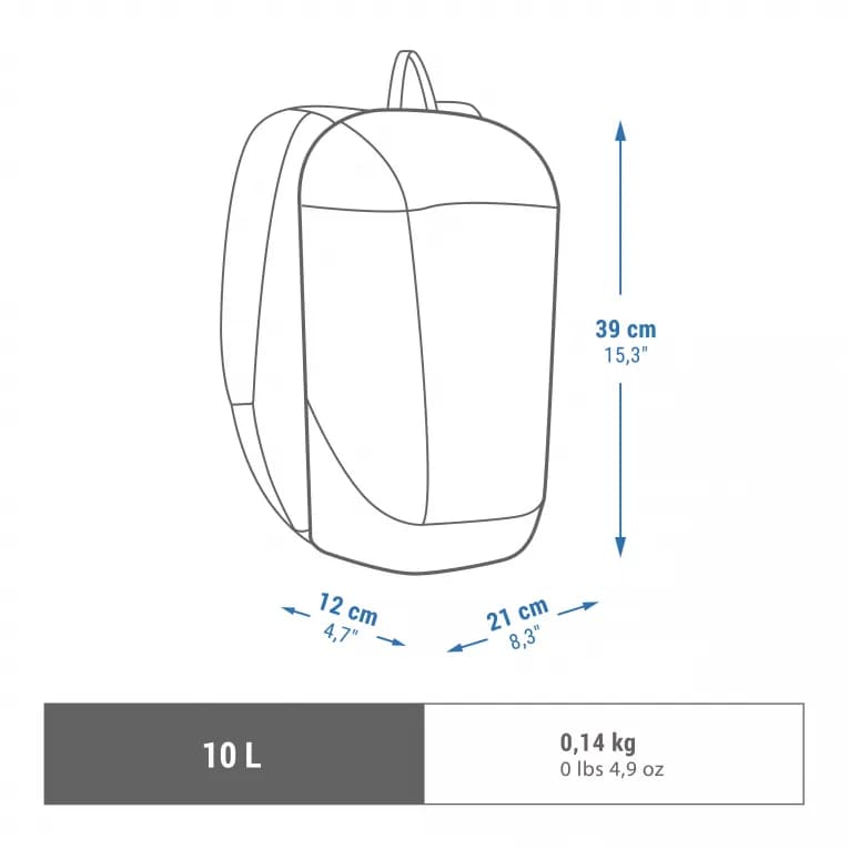 Рюкзак для походов 10л черный Quechua NH100