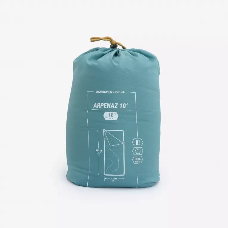 Спальный мешок кемпинговый 10°C бирюзовый Quechua Arpenaz
