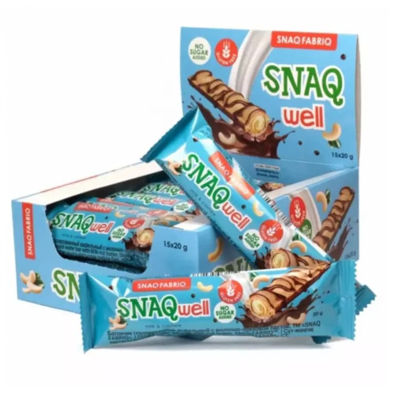 Вафли с начинкой молоко кешью Bombbar Snaq Well