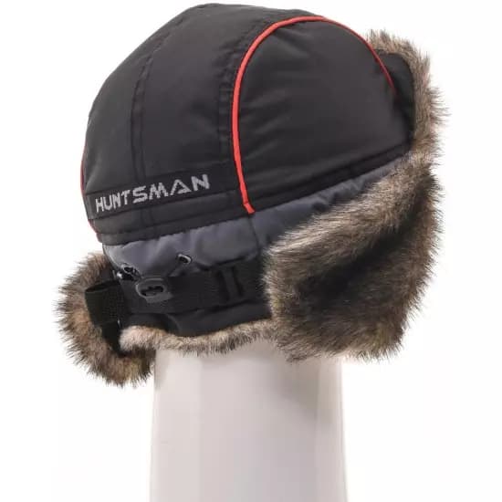 Шапка-ушанка зимняя серо-чёрная Huntsman Siberia