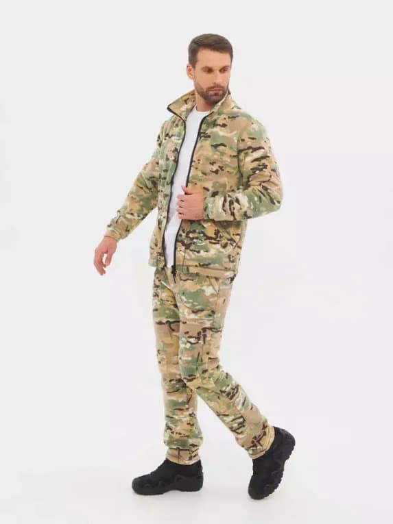 Костюм демисезонный для рыбалки флисовый мужской камуфляжный Huntsman Байкал