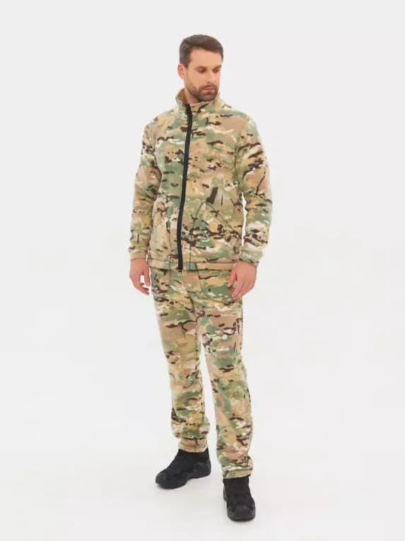 Костюм демисезонный для рыбалки флисовый мужской камуфляжный Huntsman Байкал